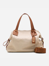 Bolsa em Couro Viena Off White e Caramelo